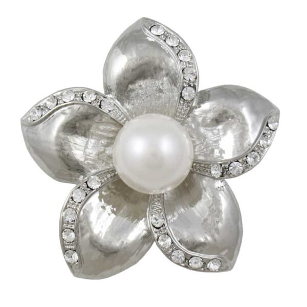 Flower Brooch With Pearl Pin