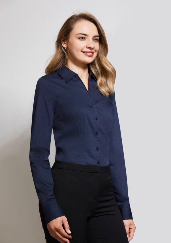 Premium Formal Navy Blue Women Shirt Long Sleeve