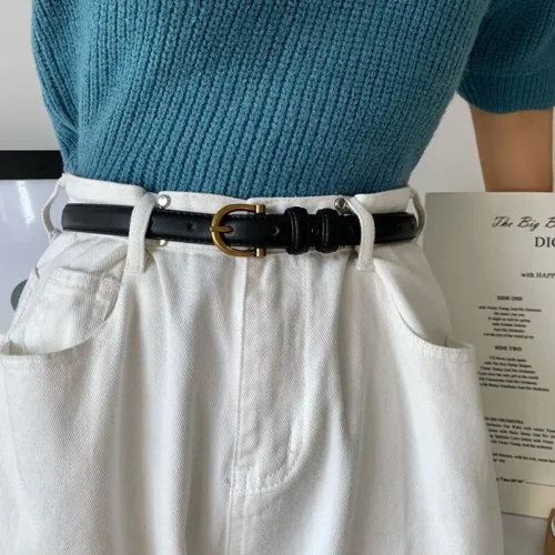 Women Fashion Belt Retro PU Small Belt Versatile Decoration For Skirts And Jeans