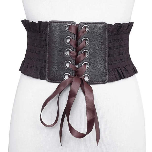 Women Ladies Elastic Corset Belt High Waist Tie up Cinch Waist Strap Waistband