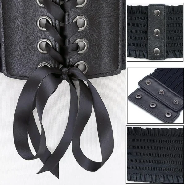 Women Ladies Elastic Corset Belt High Waist Tie up Cinch Waist Strap Waistband