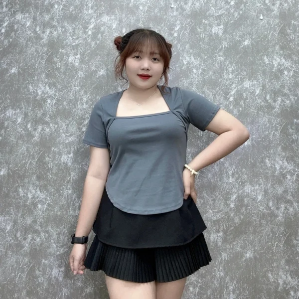 sg-11134201-7qvg0-lfovfq3na63mca.webp Women s Bigsize T shirt with square neck style made of strong stretchy