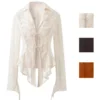 Korean Loose Chiffon Lace Up Long Sleeve Blouse Women s Long Sleeve Shirt New