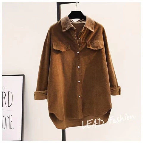 sg-11134201-7rfft-m9tk8enex6xl6f.webp Blouse Women European station Corduroy shirt Korean Style latest women loose casual cardigan shirt