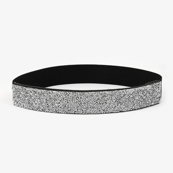 Women Bling Rhinestone Encrusted full Diamond elastic waistband Versatile Evening Dress Crystal Belt
