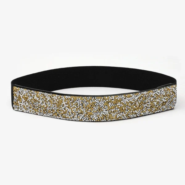 Women Bling Rhinestone Encrusted full Diamond elastic waistband Versatile Evening Dress Crystal Belt