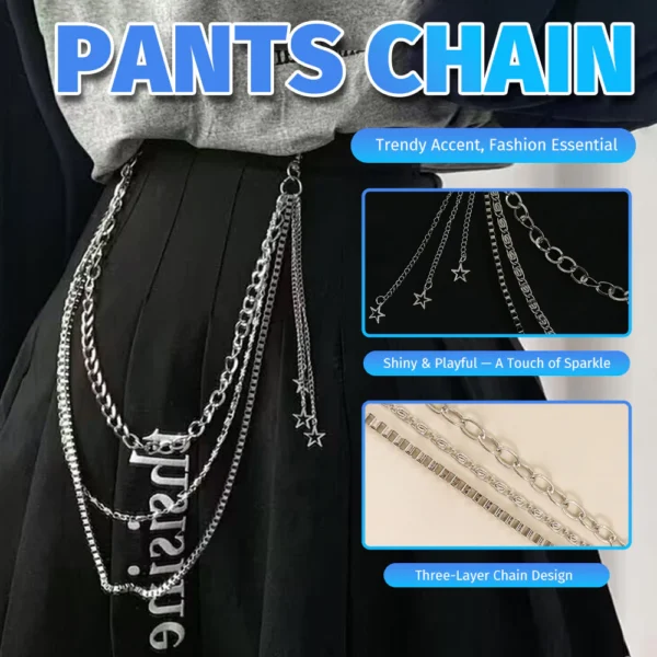 Hip Star Retro Charm 3 Tier Belt Chain Metal Pants Women Waist